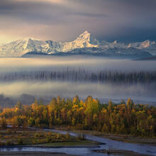 Alaska, fall, autumn, colors, tundra, aspen, red, mountains, peaks, chugach, Alaska range, 
