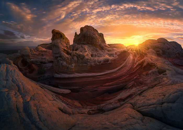 A stitched wide angle perspective on the best of the sandstone anywhere.&nbsp;