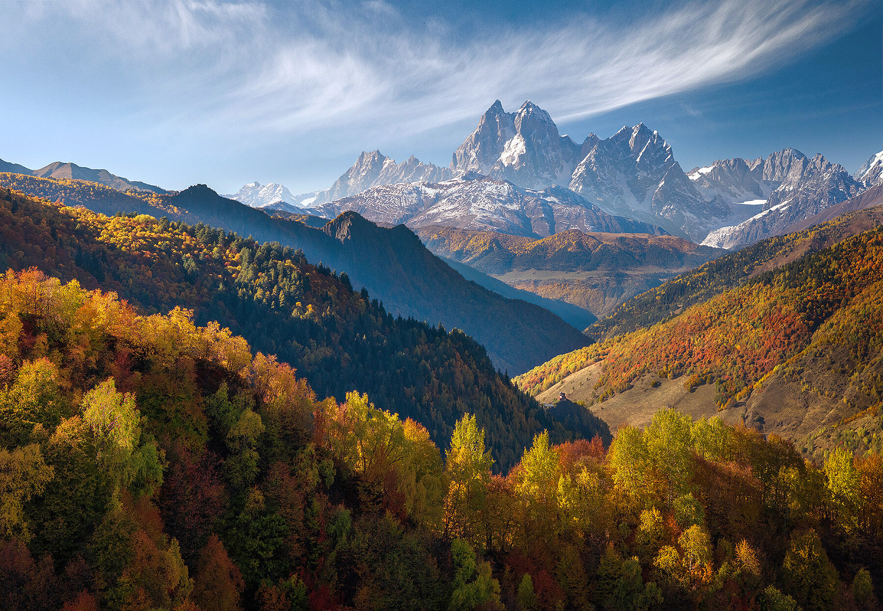 Georgia, Caucasus, mountains, Svaneti, autumn, fall, colors