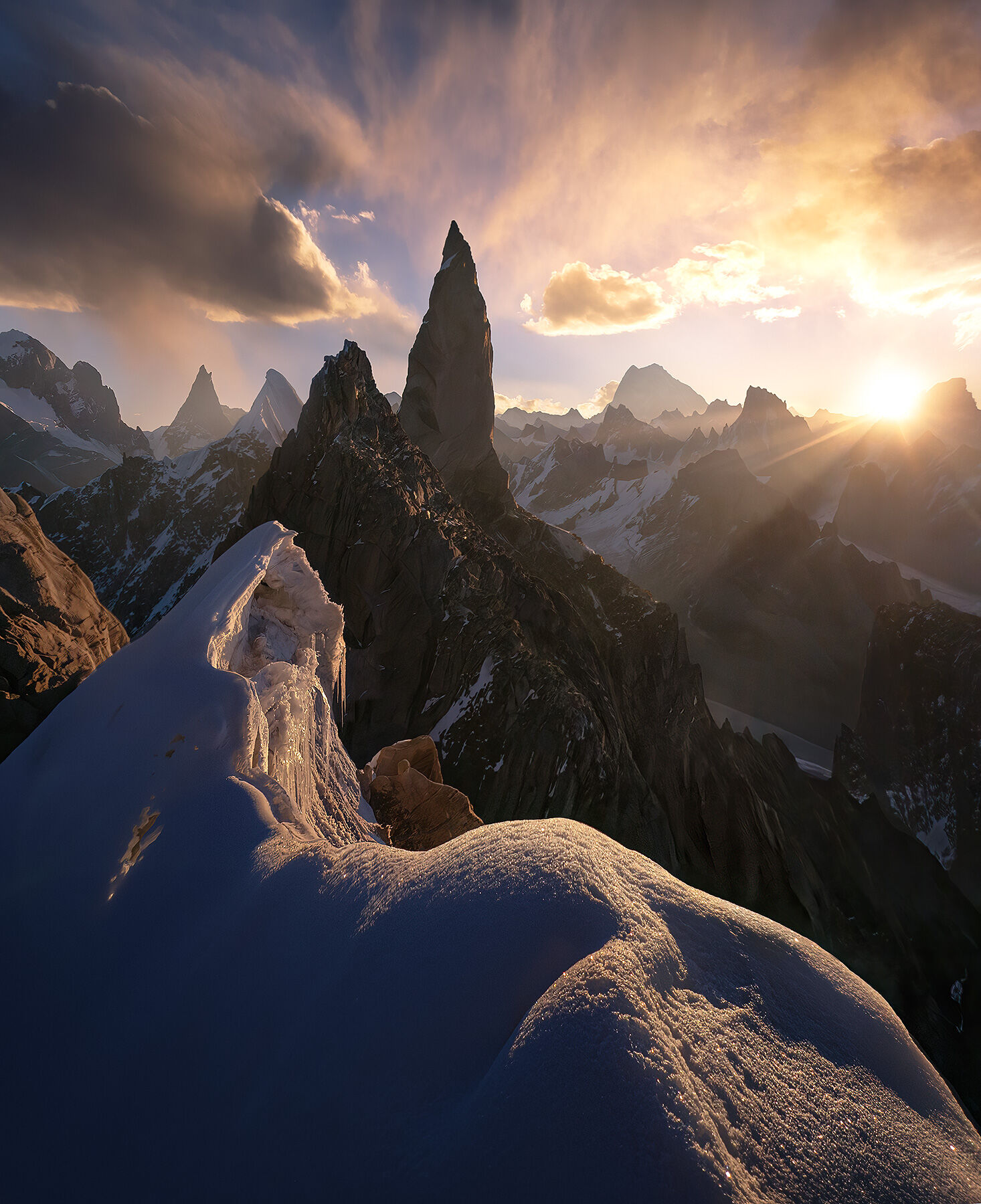 One of the great shows of light I've ever seen next to the craziest background summits I've ever laid eyes on.  The view from...