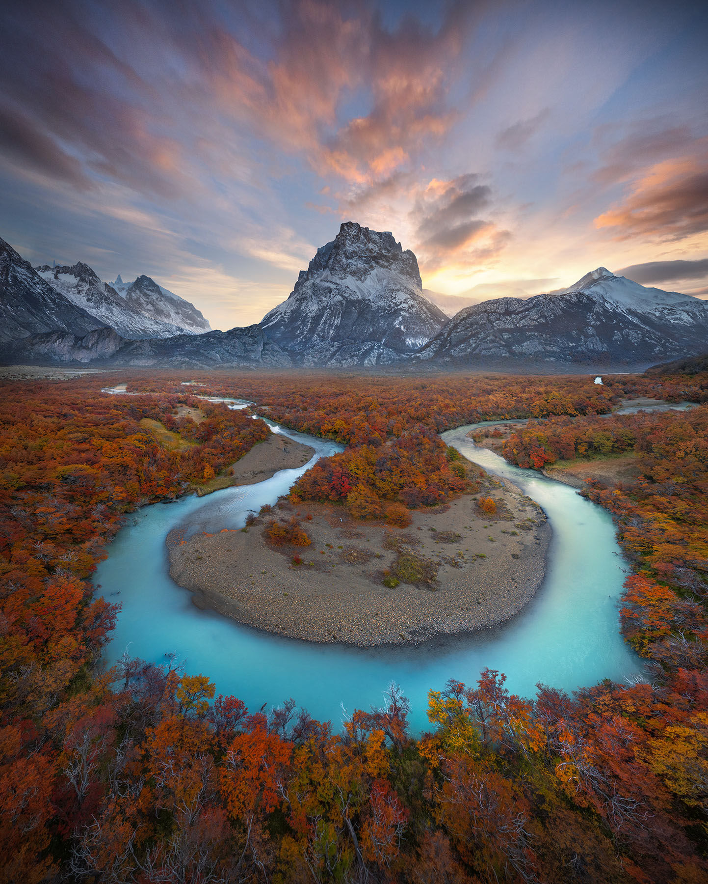 los glaciers, argentina, fall, red, autumn, glacial, river, blue, colorful, patagonia
