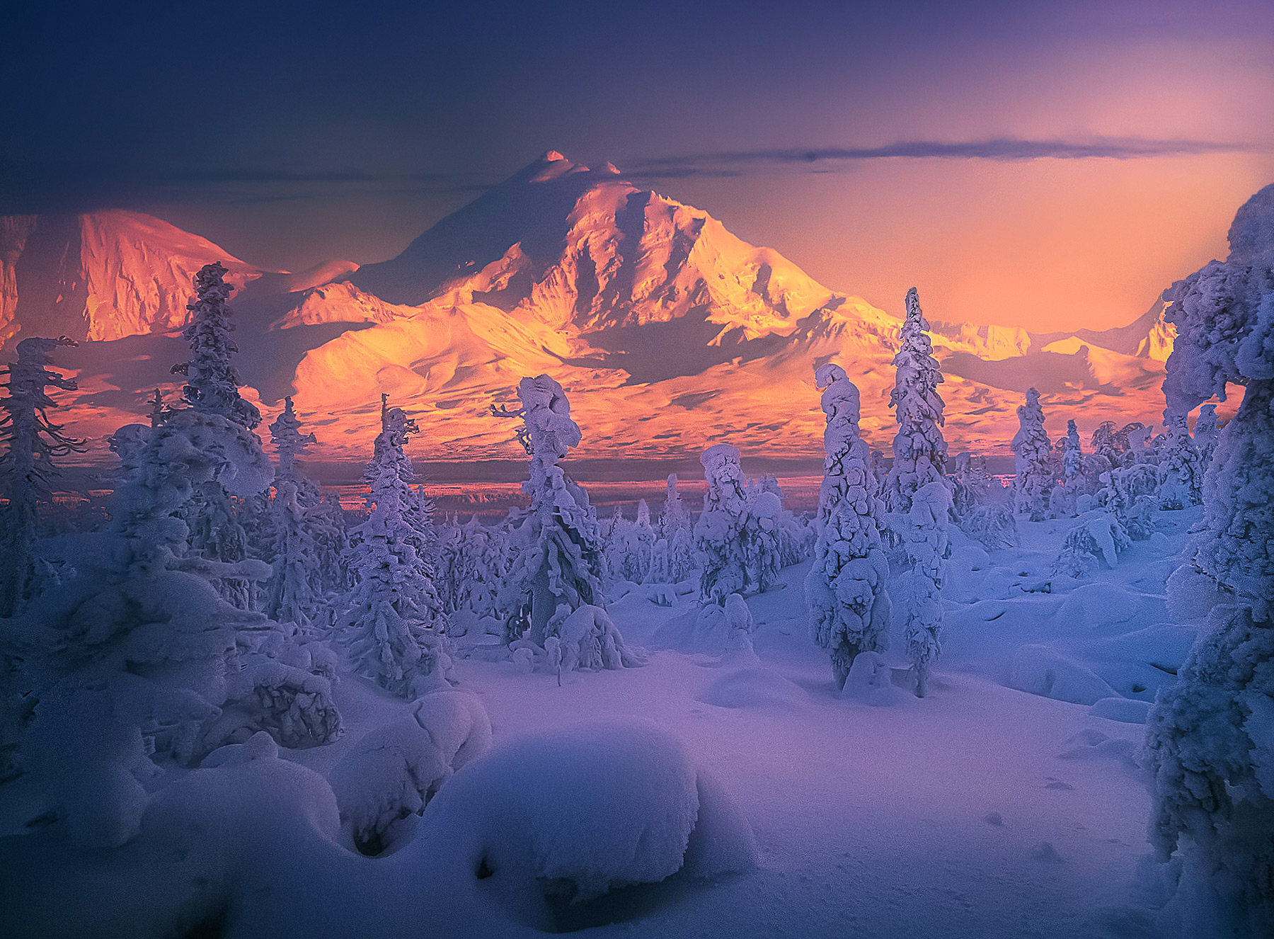 Alaska, Wrangell, December, snowy, mountains, blackburn