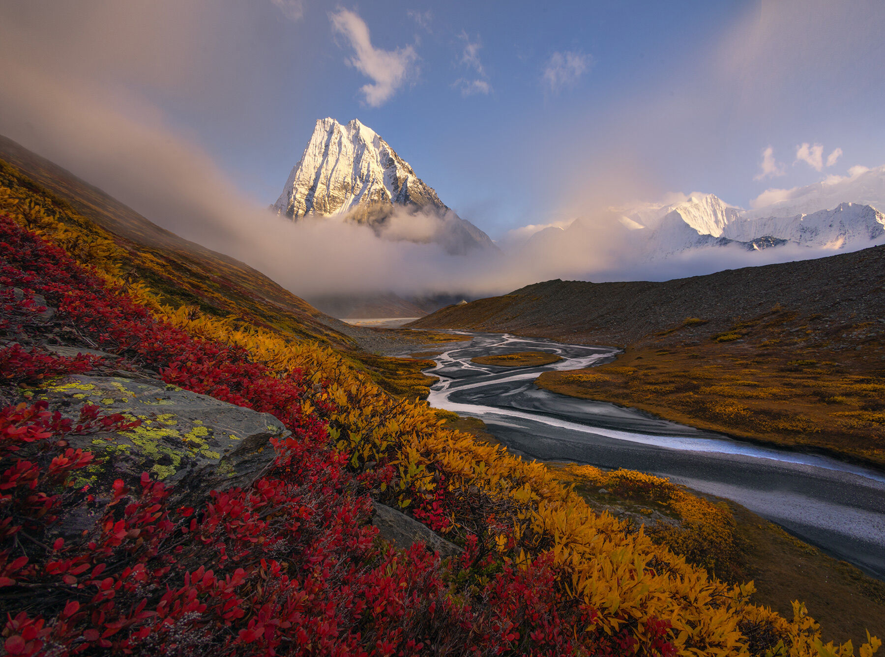 A fleeting moment on a misty evening that we were lucky to catch after landing a helicopter at this small stream deep in the...