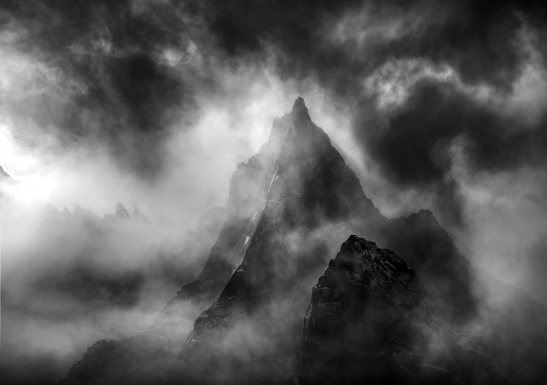 Mists envelope the great peaks of the Ogilvie range in the northern Yukon of Canada