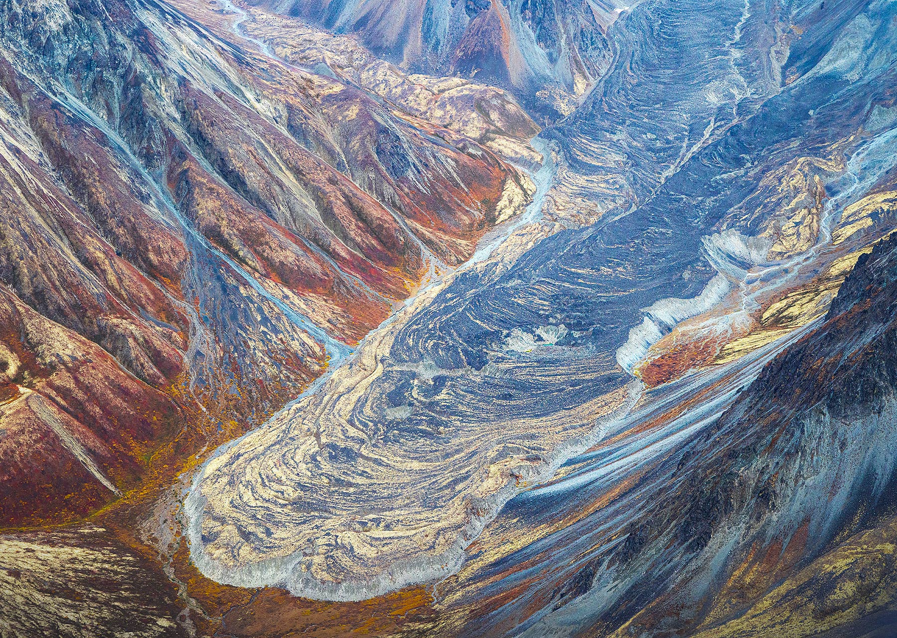 A "rock glacier" in Alaska dressed in fall colors.