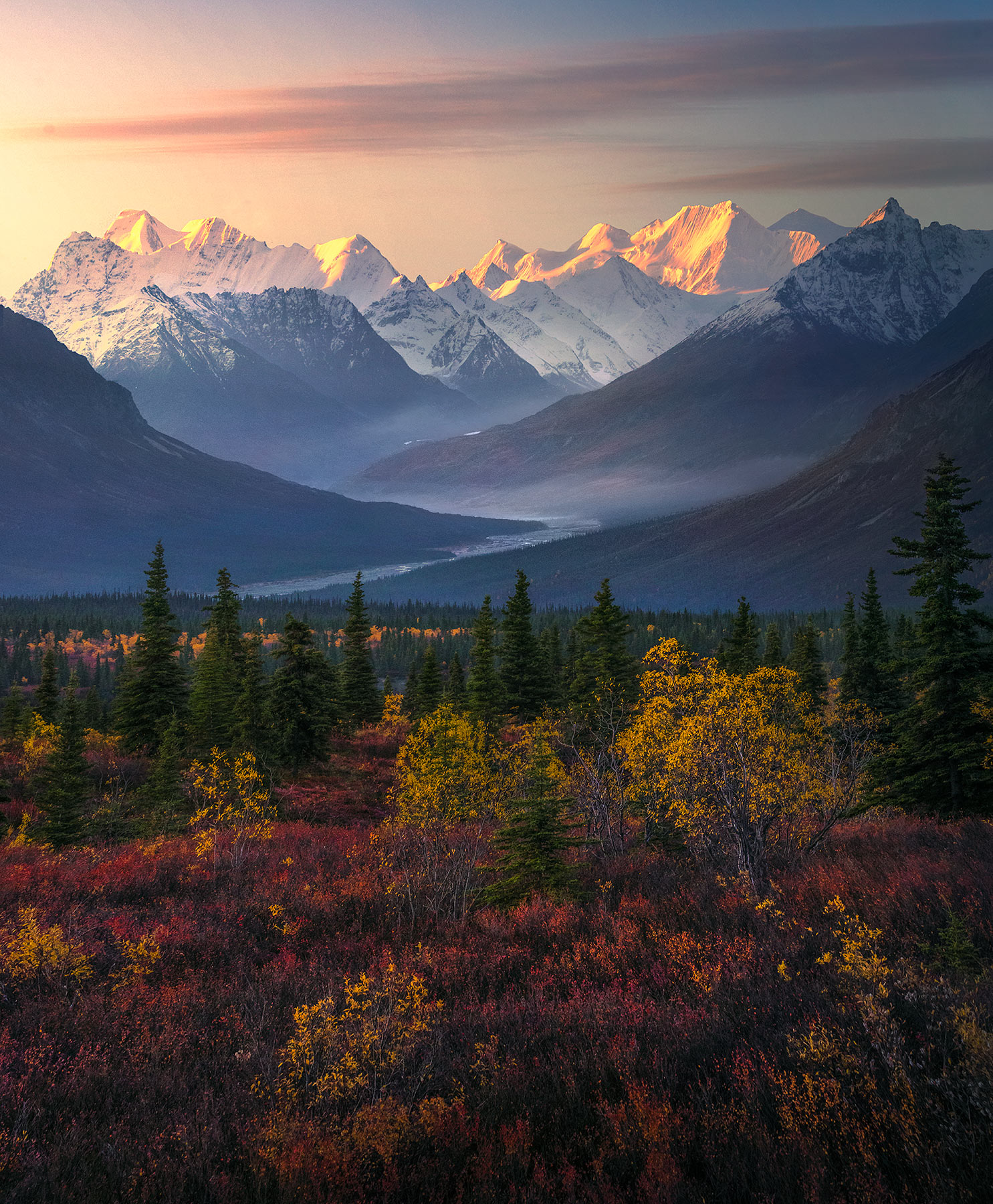 Beautiful morning light with the telephoto lens in Alaska.