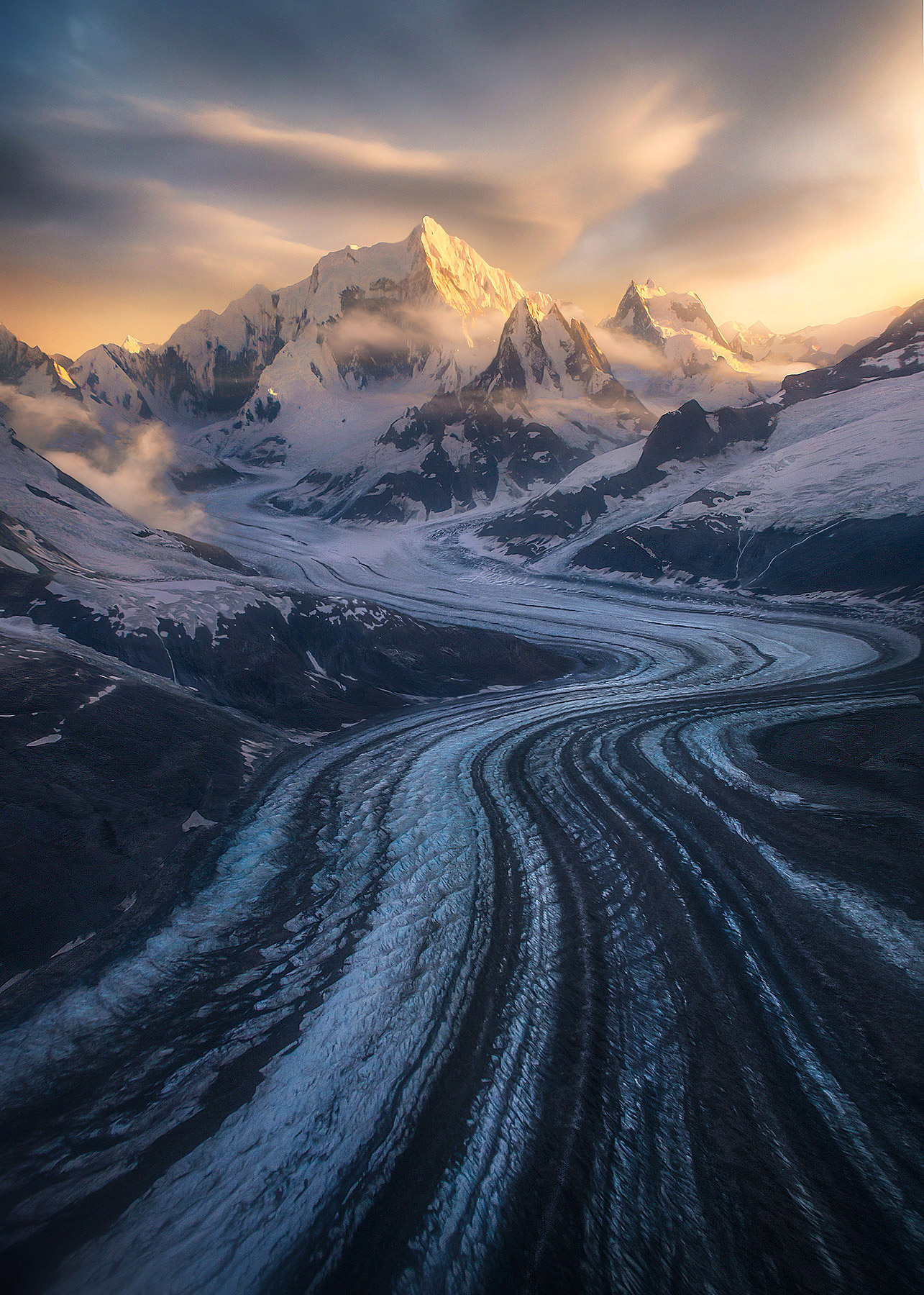The most glaciated non-polar mountain ranges in the world here in Southeast Alaska.  On a rare day the peaks arise from the clouds...