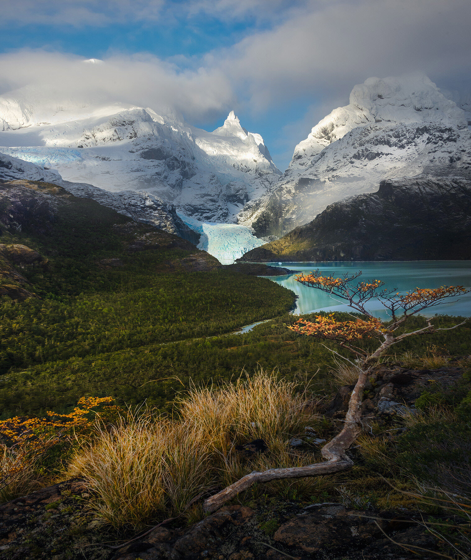 A complex and interesting scene I observed during transitioning light while scouting a new glacial lake and river in the Chilean...