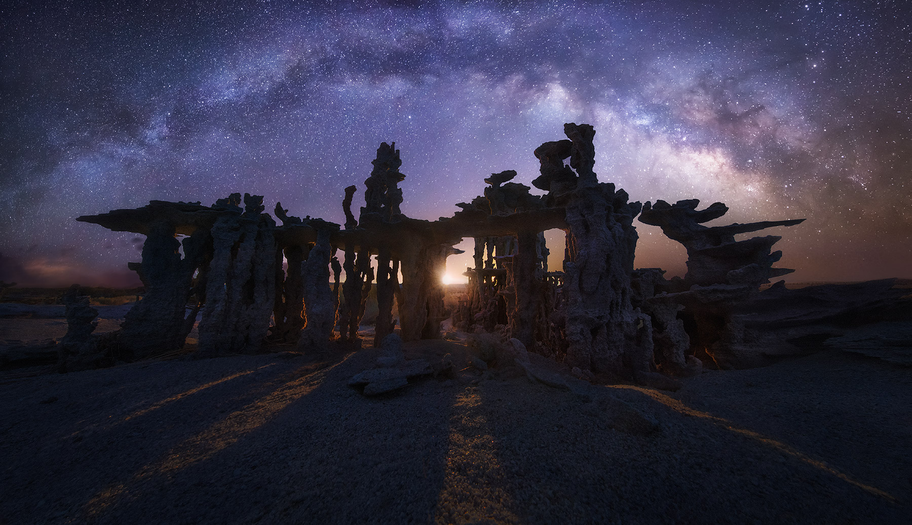 Moon Shrine (2012) The light of the crescent MOON rises between towers of sand tufa rock. Three images were used side by side to record the...