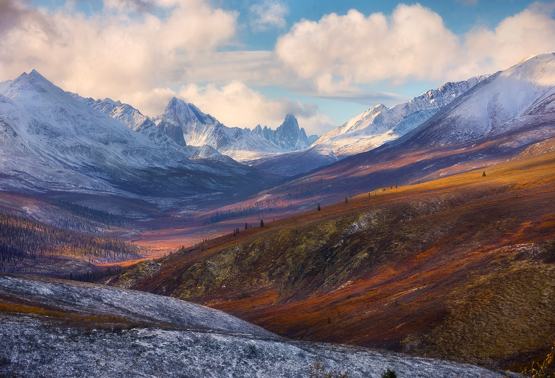 The end of the fall season near the Tombstone Range, Yukon Territory, Canada.