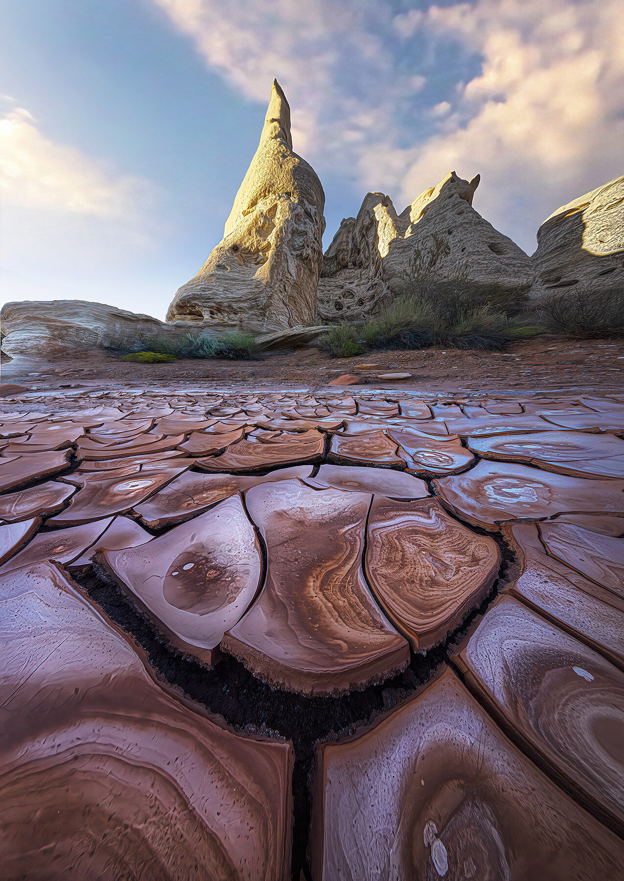 Mud, Utah, cracks, sandstone, towers