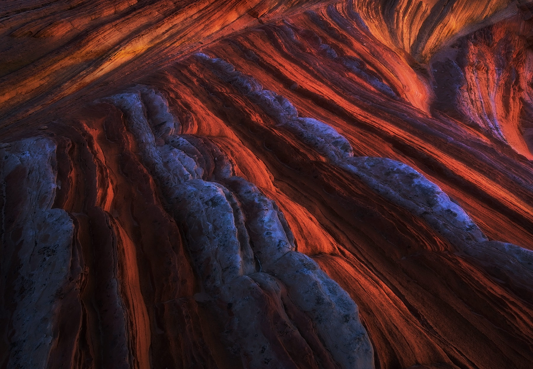 The amazing colors of reflected light on sandstone.