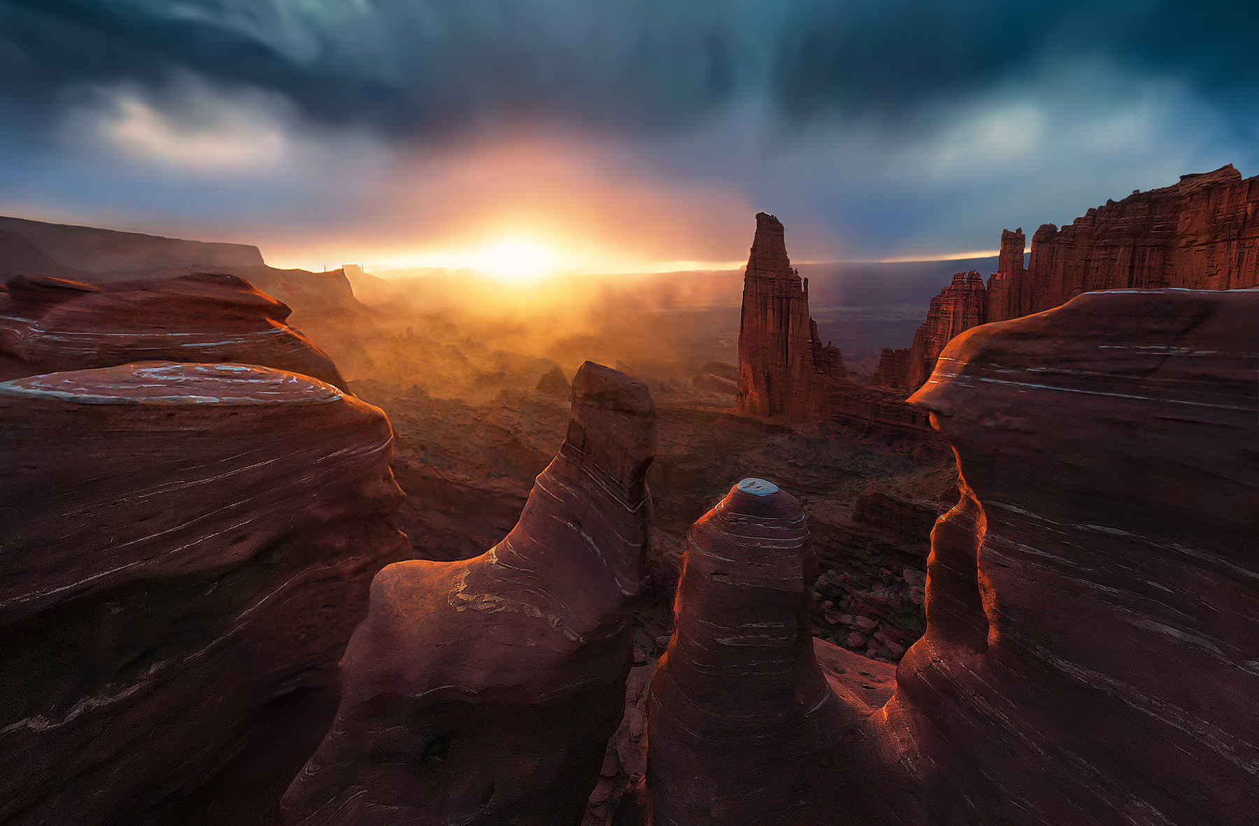 Storm Towers The most dramatic cliff faces in the state of Utah, the Fisher Towers, catch some amazing sunset light as a storm clears one...