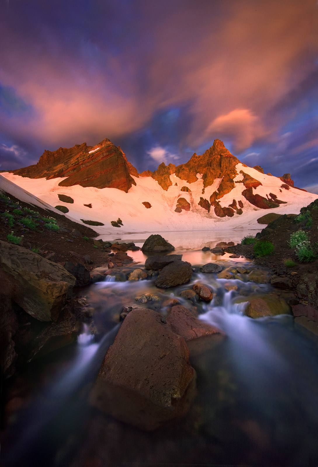 Long exposure near sunrise in Oregon's Cascades Range.